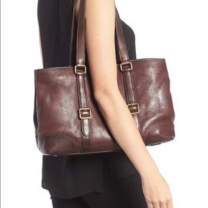New Frye Claude Tote in Chocolate Brown - sample